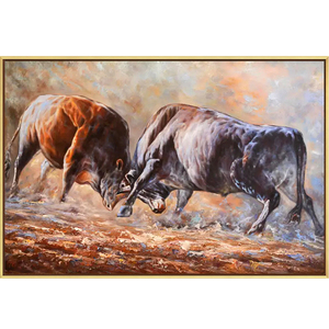 Handmade Modern Abstract Canvas <strong>Oil</strong> <strong>Painting</strong> Wall Art Picture of a Bullfighting <strong>Cow</strong> for Home Decoration