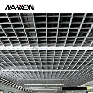 Conception moderne 3D aluminium 3D toit boutique système de plafond ouvert bande de grille forme de tuile hôtels isolation thermique ignifuge grille facile - Product Image 1