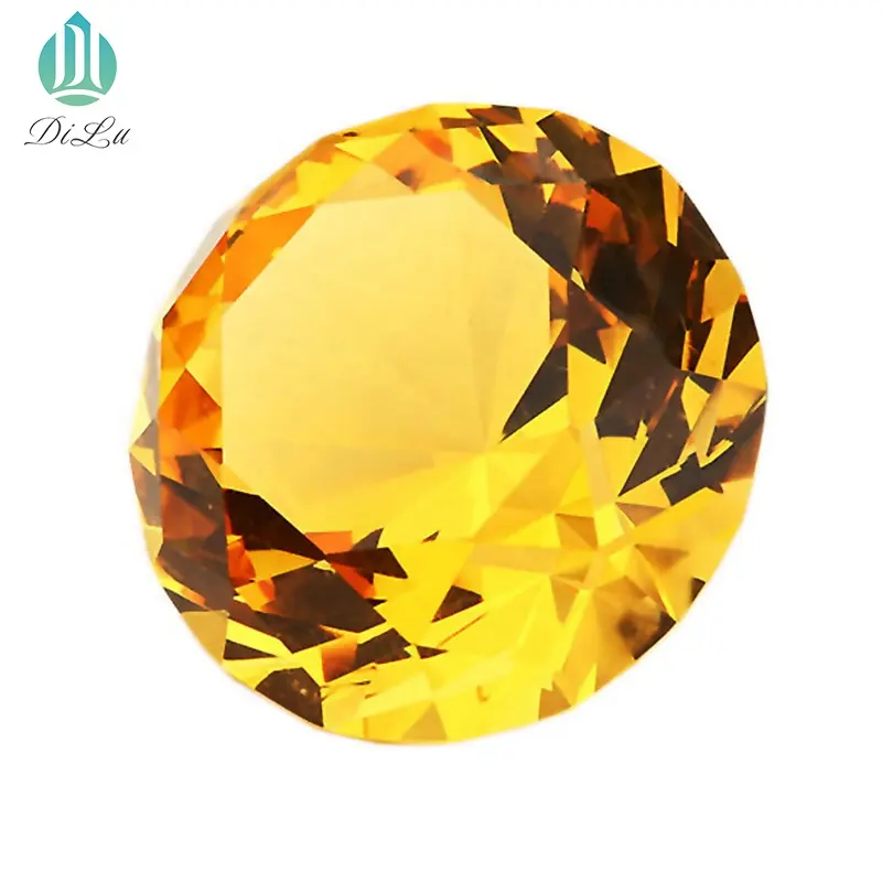 Decorative Beautiful Shining gold 60mm 80mm 100mm DILU Large GOLD yellow Crystal Glass Stone Diamond for Wedding GIFT