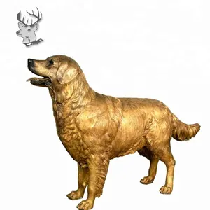 घर सजावट के लिए जीवन आकार कांस्य गोल्डन कुत्ता प्रतिमा बिक्री