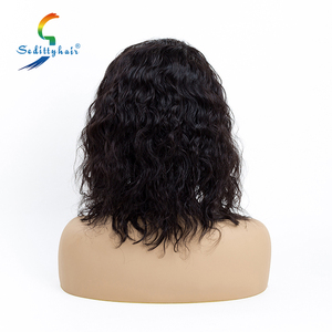 Kinky Straight <strong>bob</strong> Indian Remy Semi Wigs Human Hair Half Lace Wig
