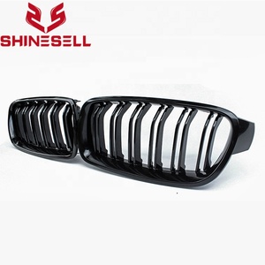 1 par brillo negro doble listón de línea de parrilla delantera riñón parrilla para BMW <span class=keywords><strong>Serie</strong></span> 3 F30 F35 2012-2017 - Product Image 2