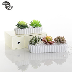 Europäische weiße Rechteck Desktop Keramik Blumentopf glasiert minimalist ischen Innen dekor Pflanzer Home Nursery Large Small
