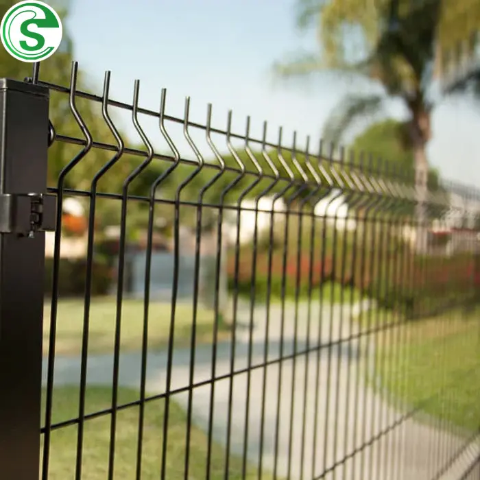 Valla de malla de alambre 3d, poste de panel para valla de jardín residencial, perimetro V, verde oscuro, 6 pies de alto