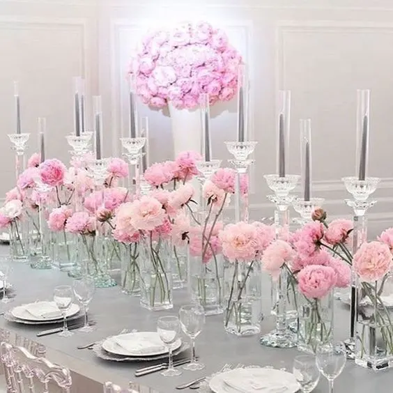 थोक सस्ते लंबा दौर आधार क्रिस्टल टेबल मोमबत्तियों के साथ शादी की सजावट मोमबत्ती धारक Centerpiece फूल कटोरा