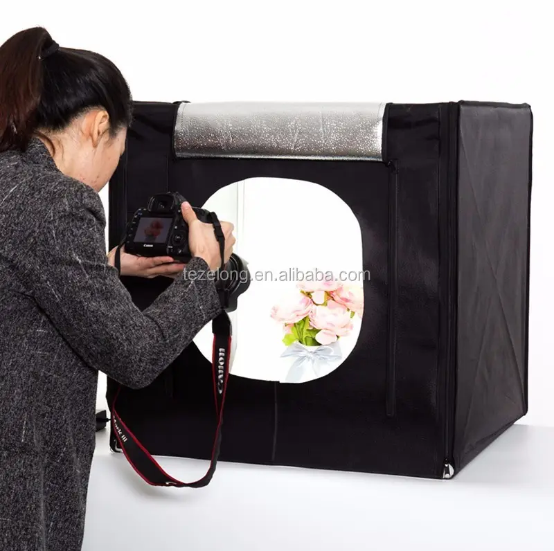 Fácil de instalar 40x40x40 cm DIY profesional LED softbox photo studio Tent lightbox caja de luz con Tablero de fondo y bolsa de almacenamiento