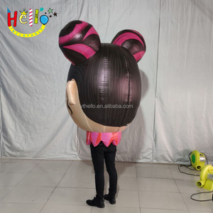 Reclame grappig parade lopen opblaasbare Grote hoofd meisje pop kostuum mascotte cartoon