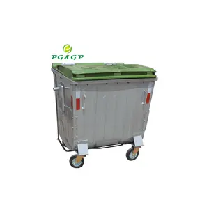 Grands poubelles à couvercle plat en acier galvanisé, 80 l, 1.1 M3, caisse de déchet métallique