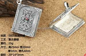 จี้เงินแท้สไตล์ไทยโบราณรูปสมุดบันทึก  จี้เงินสเตอร์ลิงเรื่องราวความรักของฉัน สำหรับสาวๆ - Product Image 3