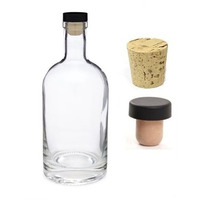 Botellas de Vino de Vidrio de 200 ml, 375 ml, 500 ml y 750 ml con Tapones de Corcho y Tapa de Madera