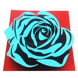 งานฝีมือศิลปะสมัยใหม่รูปปั้นงานศิลปะติดผนังโลหะรูปดอกกุหลาบดอกไม้ตกแต่งบ้านหรูหราเครื่องประดับของโรงแรมในร่มที่จัดแสดงหน้าต่าง - Product Image 3