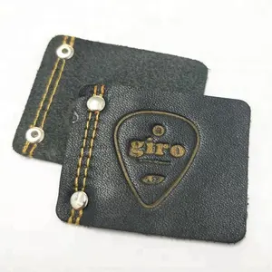 Custom PU leather metal labels embossed leather label for jeans