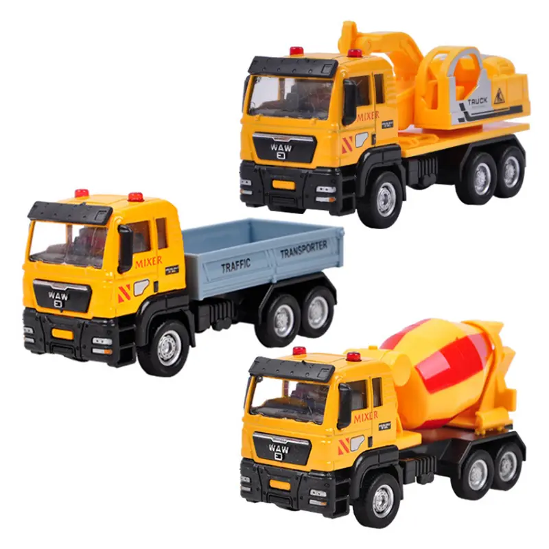 Diecast Toy Vehicles Engineering Construction Truck 1:55 Pull Back Dump Truck Excavator Concrete Mixer Cars Toy Gift for Kids