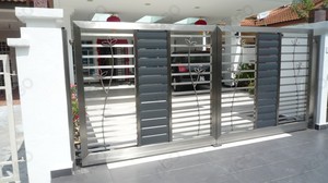 Puerta Corredera Eléctrica de Acero Inoxidable Retráctil con Control Remoto para Exteriores, Diseño de Puerta de Hierro, <span class=keywords><strong>Precio</strong></span> de Fábrica - Product Image 2