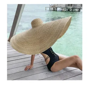 1M 100CM Lady's Model Fashion Shows Extra Large Wide Brim Wheat Straw Hat Super Fashion Catwalk Super Big Floppy Straw Hat