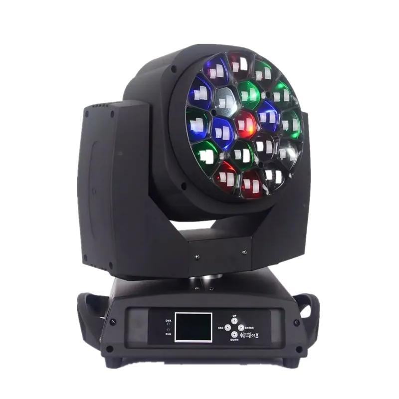 Chuyên Nghiệp 19*15W RGBW Mắt Ong Zoom Chùm Di Chuyển Head Stage Ánh Sáng Led Rửa Di Chuyển Đèn Cho Disco Dj Club Nhà Thờ TV Ánh Sáng