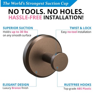 Removable <strong>Suction</strong> Cup Holder Kitchen Metal <strong>Hooks</strong> Hanger <strong>Bathroom</strong> Shower <strong>Hook</strong> for Razer, Towel, Bath Robe, Coat, Clothes, Loofah - Product Image 3