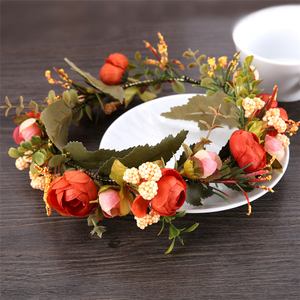 New Handmade Fashion Women Wedding Rose Flower Garland Headband <strong>Floral</strong> Garlands Hairband Flower Crown <strong>Hair</strong> <strong>Accessories</strong> - Product Image 2