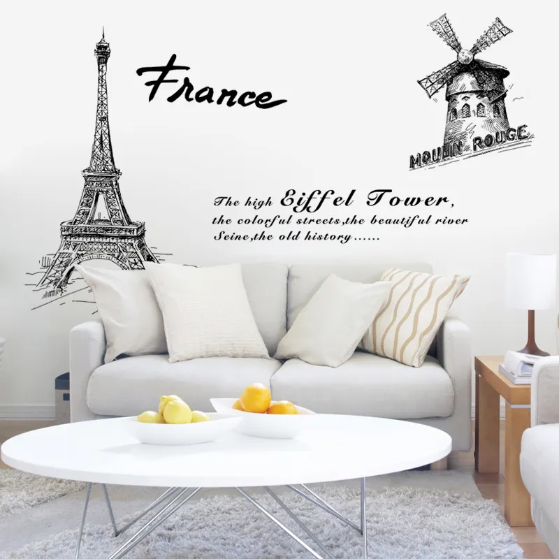 YIYAO EIFFEL TOWER BiG wall Stickers Mural PARIS Room Decor Vinyl Decals