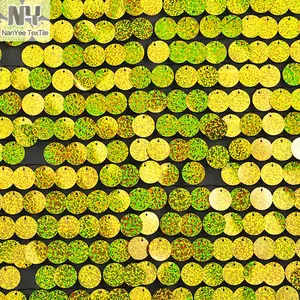 Nanyee Textil 18mm Gold Hologramm Pailletten-stickerei Stoff Verkauf Von Der Werft