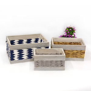 Boîtes en bois rustiques tissées à la main, boîtes décoratives bon marché pour le rangement, 20 pièces - Product Image 2