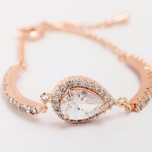 Teemi oro de 18K Rose plateó <span class=keywords><strong>la</strong></span> joyería Mujeres Copa Rhinestones de Austria <span class=keywords><strong>Cadena</strong></span> y Micro Pave CZ 2 Carat Pear Cut CZ Pulsera - Product Image 5