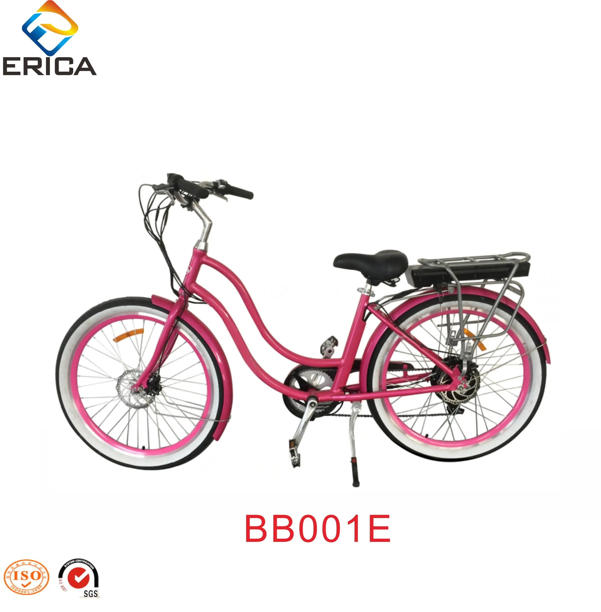 Vélo de plage électrique pour femme, nouvel arrivage 350W, 36V, alliage chinois, bicyclette motorisée, rouge