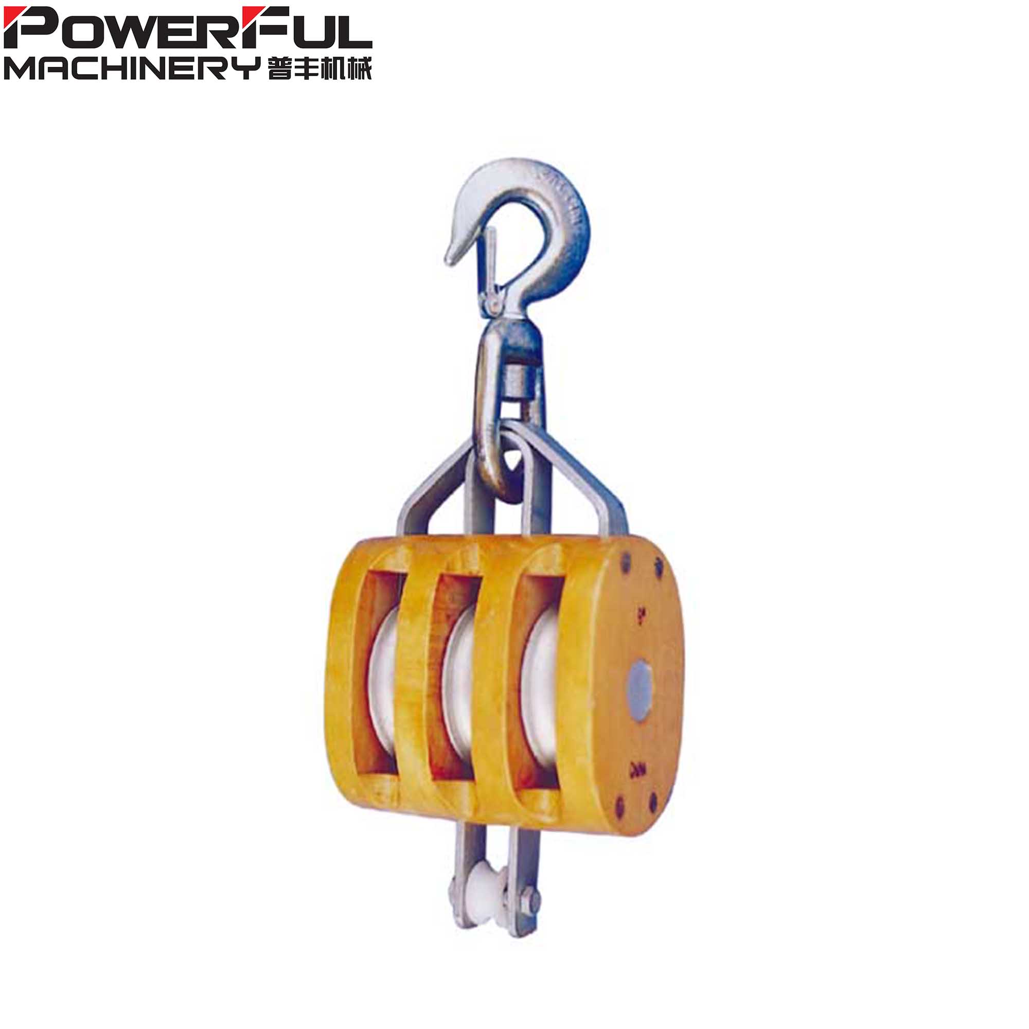 С поворотным крючком, обычный тройной деревянный роликовый блок