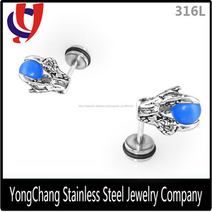 Alto pulido silver color medicado águila <span class=keywords><strong>de</strong></span> <span class=keywords><strong>acero</strong></span> forma <span class=keywords><strong>de</strong></span> cuentas pendientes <span class=keywords><strong>de</strong></span> perlas - Product Image 5