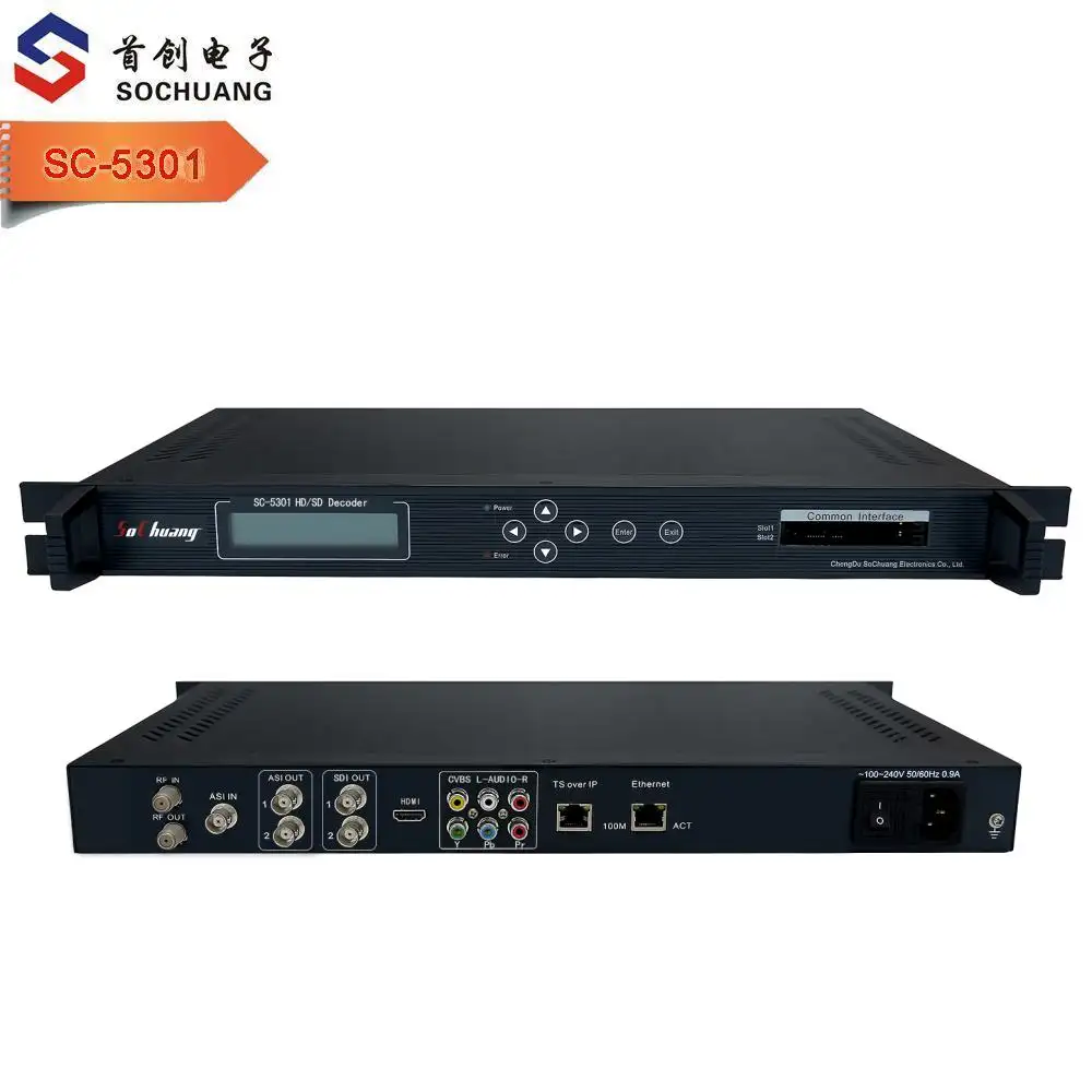 SC-5301 DVB-S2 IP ASI IRD Decoder/digital tv headend decoder support AVS+ H264 AAC