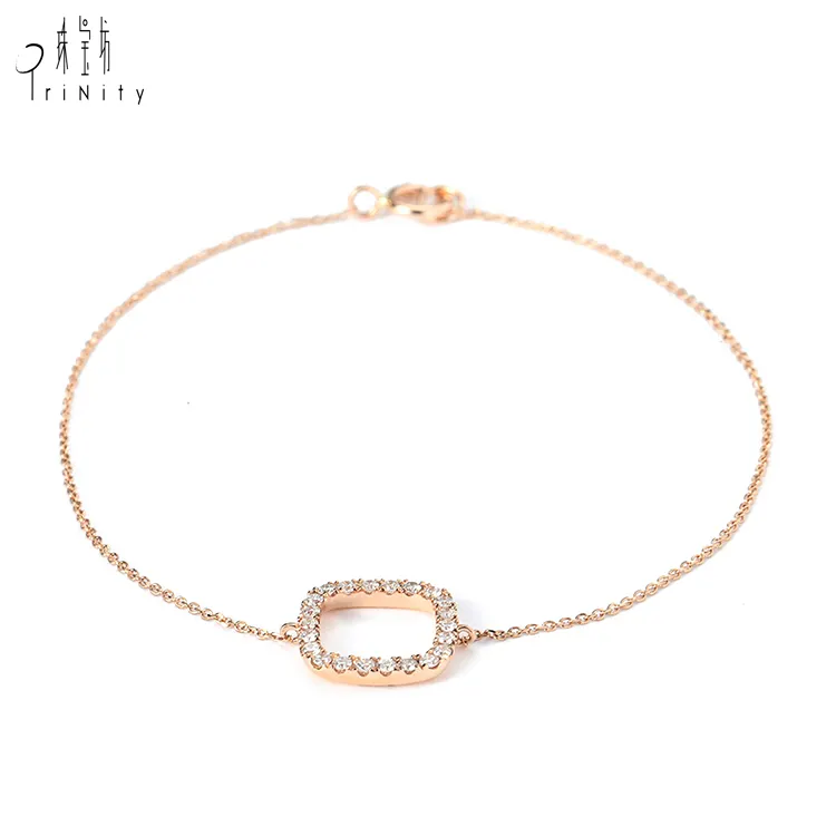 Bangle For Women Custom Jewelry Trendy Geometric Square Design 18k Rose Gold Bangle Bracelets Party Set For Women