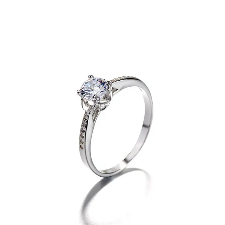 Terbaru Desain Perhiasan 925 Perak Cincin Satu Batu Kecil Cincin Pernikahan