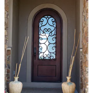 House外装正面玄関アーチトップ錬鉄製の単一のエントリのドア