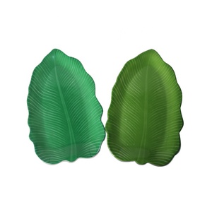 Plateau à feuilles de palmier en plastique, <span class=keywords><strong>grande</strong></span> <span class=keywords><strong>assiette</strong></span> en mélamine taille personnalisée, assiettes de banane vertes pour le dîner - Product Image 2