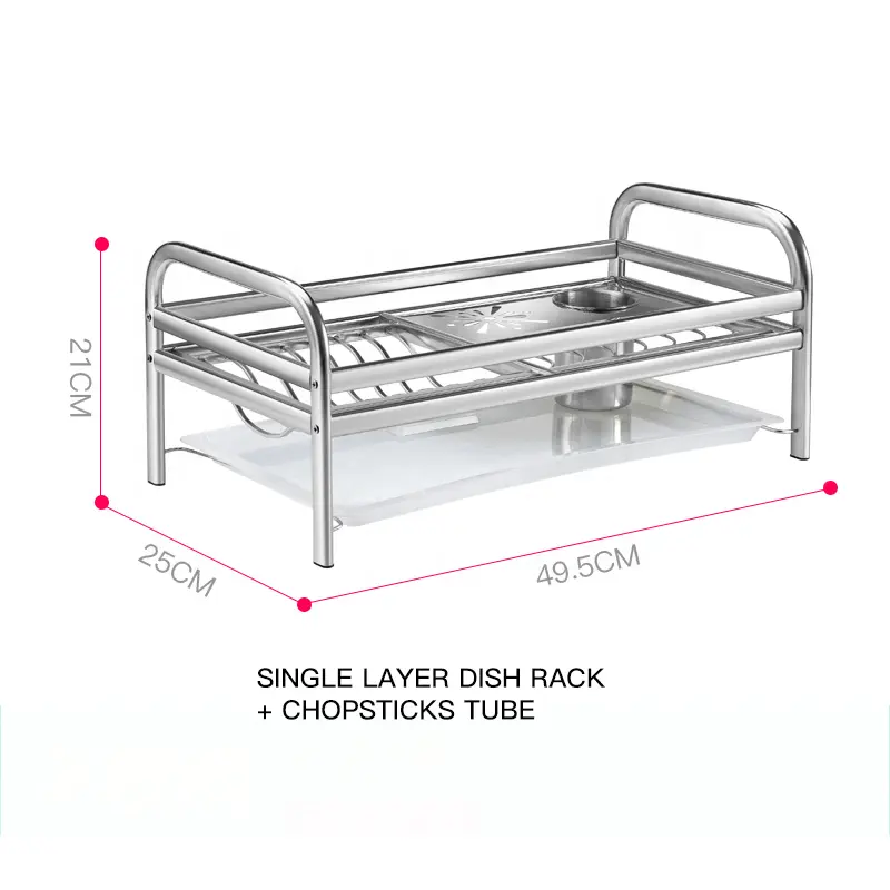 Kitchen Metal Dish Rack 2 Tier Cabinet Stainless Steel Dish Drainer