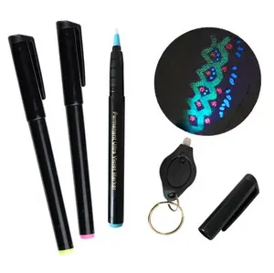 3 colors Secret Message Permanent black Marker Pens Magic UV Light Pen Invisible Ink Pen