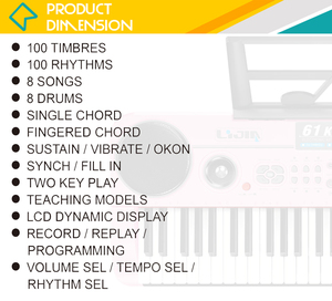 Clavier de piano électronique pour enfants, 61 touches, avec pupitre <span class=keywords><strong>et</strong></span> microphone - Product Image 3
