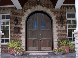 Puerta de estilo <span class=keywords><strong>romano</strong></span> antiguo apta para el fuego, paneles empotrados, puertas arqueadas, puerta de madera maciza - Product Image 2