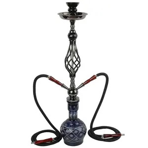 แก้วเหล็กที่ขายดีที่สุดสง่างาม Shisha สองท่อมอระกู่ Hoka Chicha