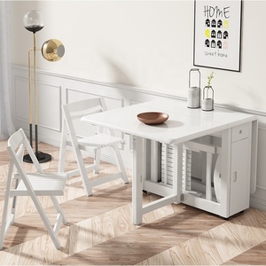 Nordic Style Modern <strong>White</strong> Dinner Room Furniture <strong>4</strong> <strong>Chairs</strong> Space Saving Foldable <strong>Dining</strong> Tables <strong>Set</strong> - Product Image 4
