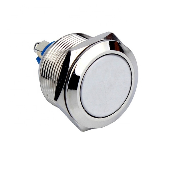 Flat Head Metal Push Button 19mm 2 Pin Screw Terminal Momentary Elevator Push Button