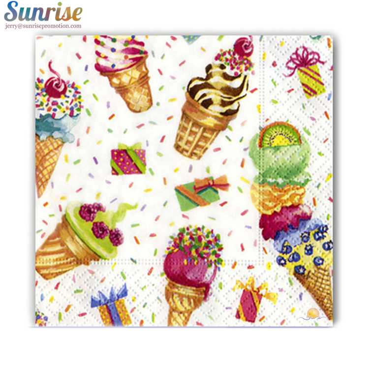 Красочная бумажная салфетка с принтом мороженого 100%