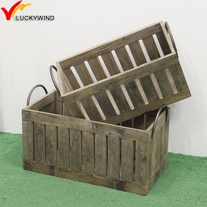 Kotak Vintage dan Peti Sudut Logam Slat Buah Sayuran Dekorasi Rumah Kerajinan Kayu Kotak Dicat & Sarung Eropa Pinus