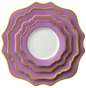 4 unids Plato Juego de Vajilla de Porcelana <span class=keywords><strong>Rosa</strong></span> Borde de Oro Al Por Mayor para La Decoración de La Boda - Product Image 5