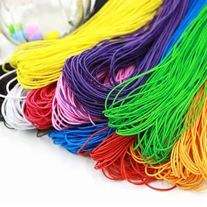 Aksesoris garmen bulat tali pergelangan tangan kabel elastis Multi Warna 2.5mm kustom 100% lapis poliester anyaman anyaman anyaman elastis