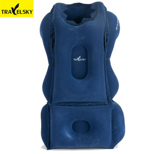 Travelsky Neue design PVC beflockung einstellbare luft camping Aufblasbare reise hals kissen Keil Aufblasbare reise kissen