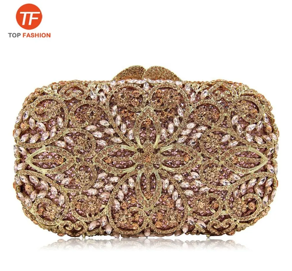 Piccoli fiori formali strass di cristallo festa pochette da sera borsa da ballo da donna pochette borsa all'ingrosso dalla fabbrica