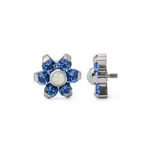 G23 Titanium Opal Flower Replacement Ends Labret Piercing Accessory Ear Tragus Top