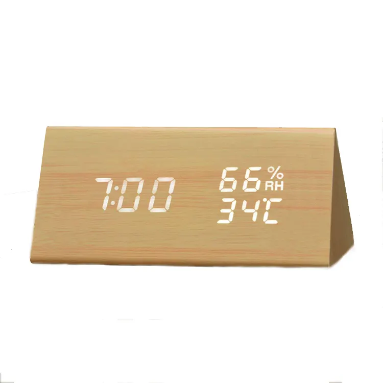2018 Digital LED Desk Wood Alarm Clock
