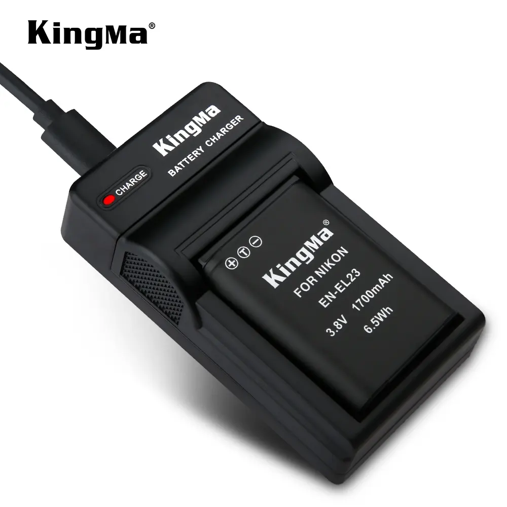 Kingma Micro Usb Lader En Batterij Kit DCK-ENEL23 Voor Nikon EN-EL23 Batterij Oplader Kit